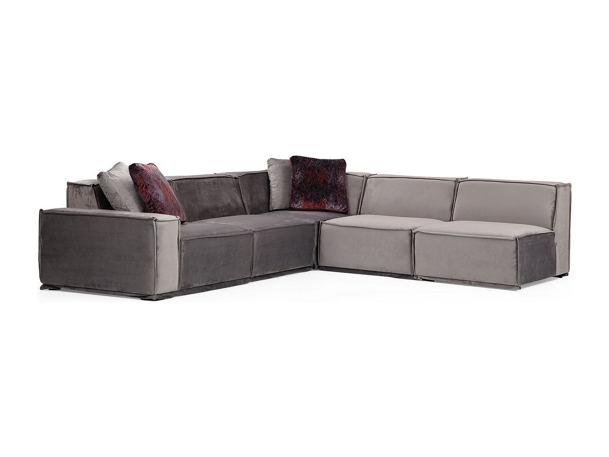 Canapé modulable 4 places gris velours