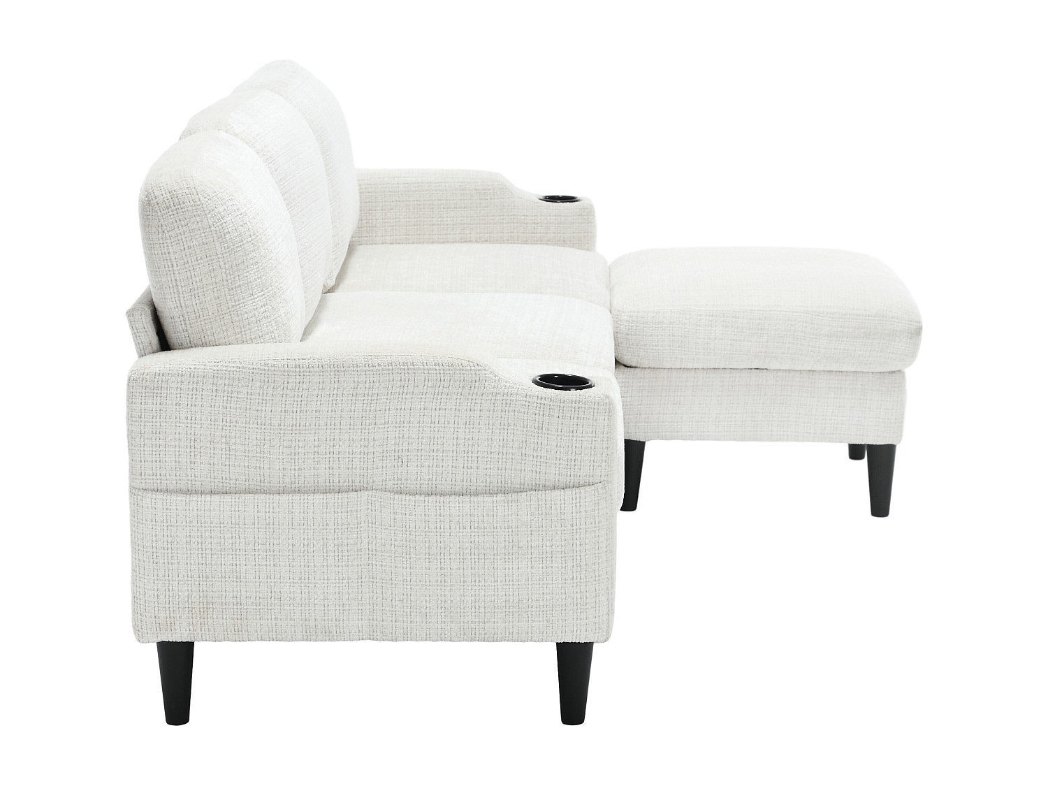 Pouf pour canapé modulable 4 places beige tissu