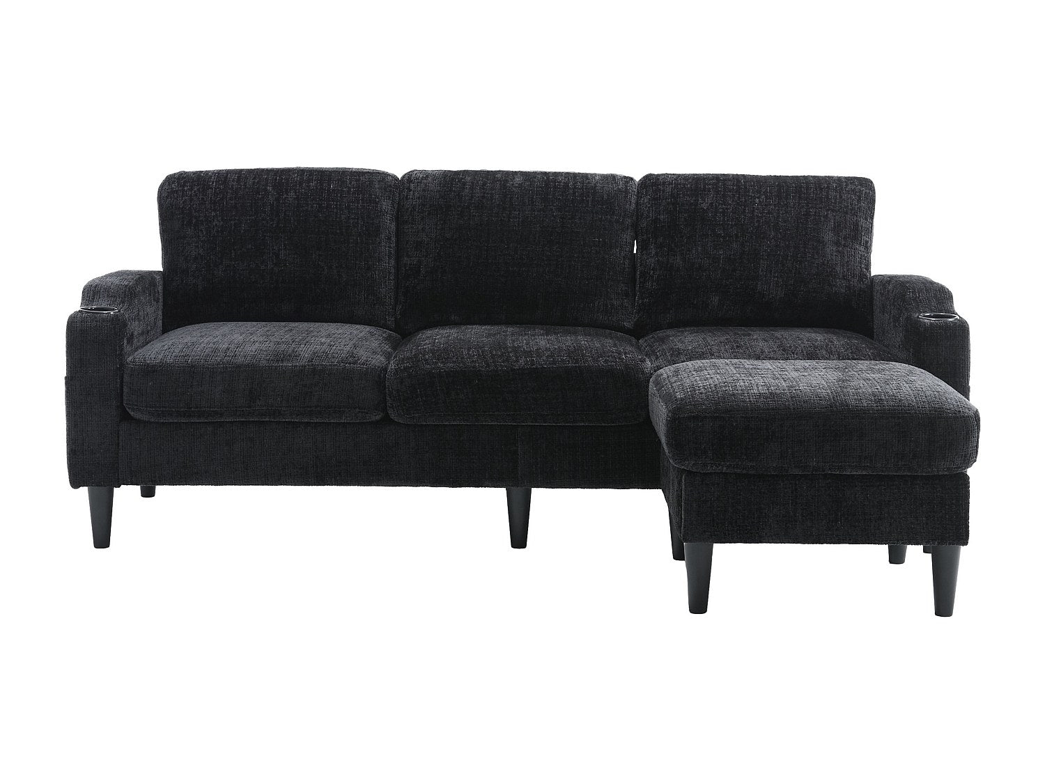Pouf pour canapé modulable 4 places noir tissu