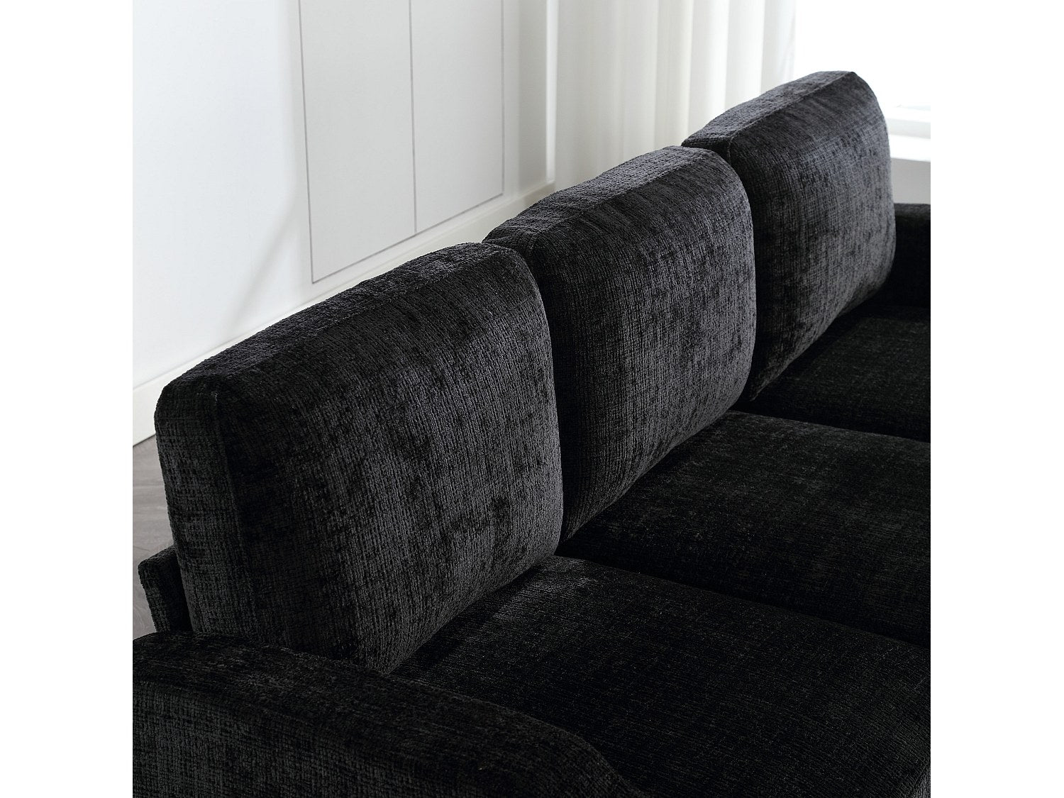 Pouf pour canapé modulable 4 places noir tissu