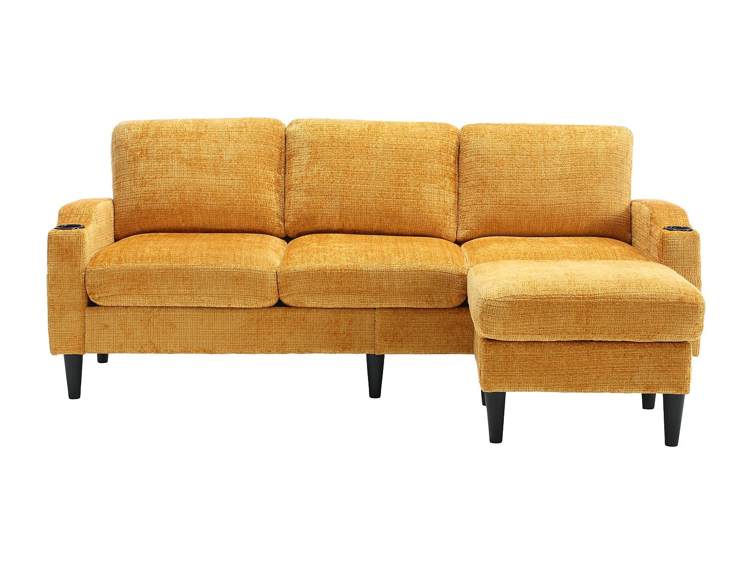 Pouf pour canapé modulable 4 places jaune tissu