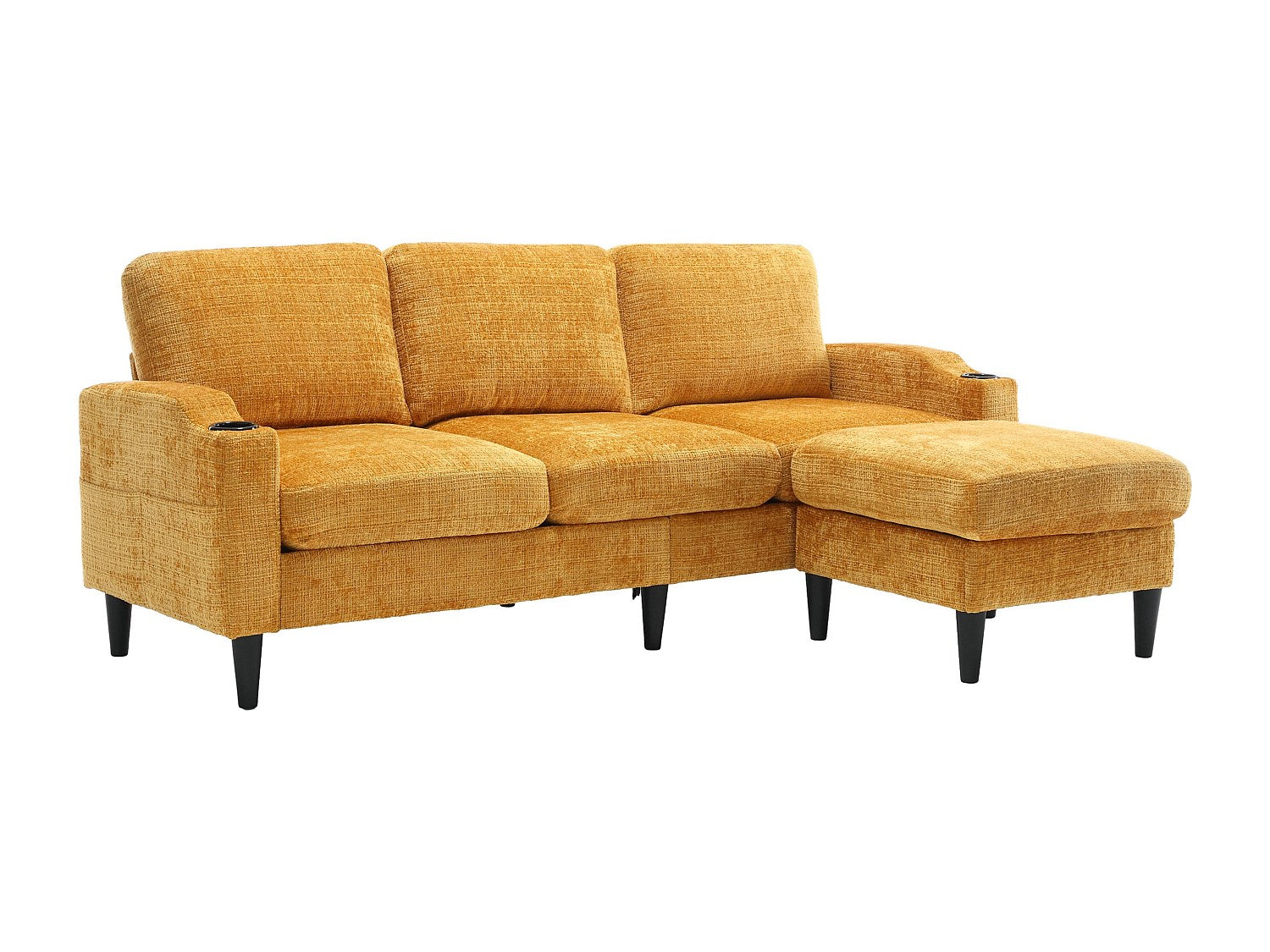 Pouf pour canapé modulable 4 places jaune tissu