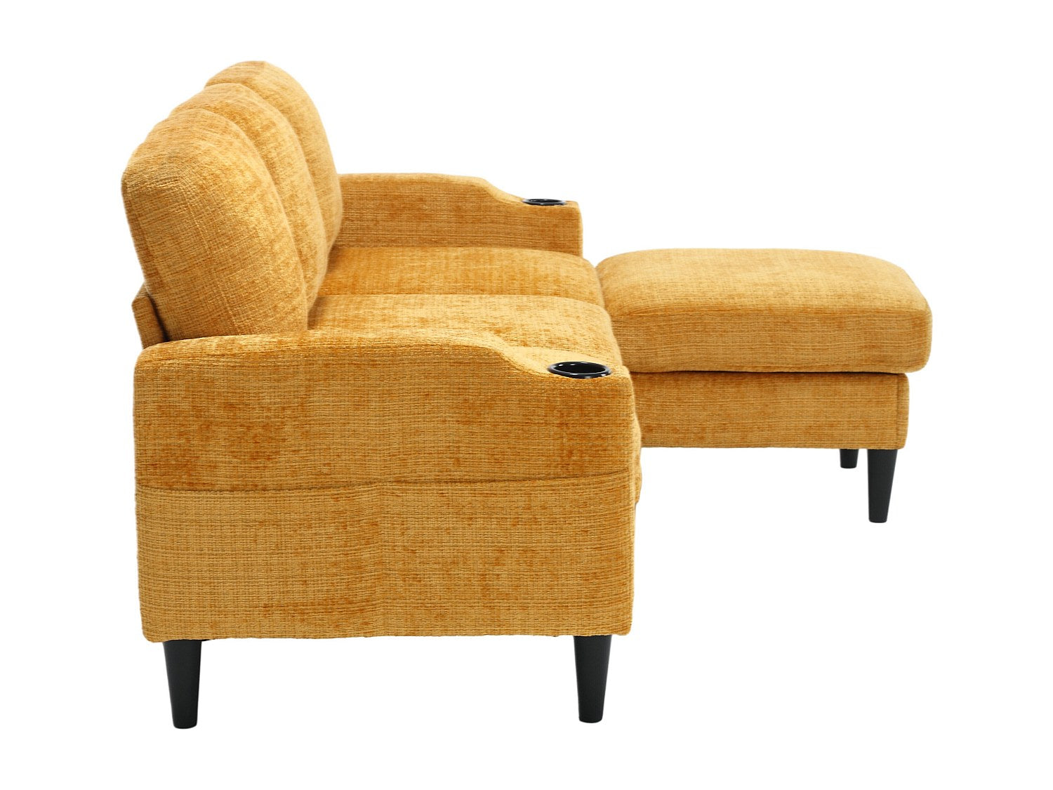 Pouf pour canapé modulable 4 places jaune tissu