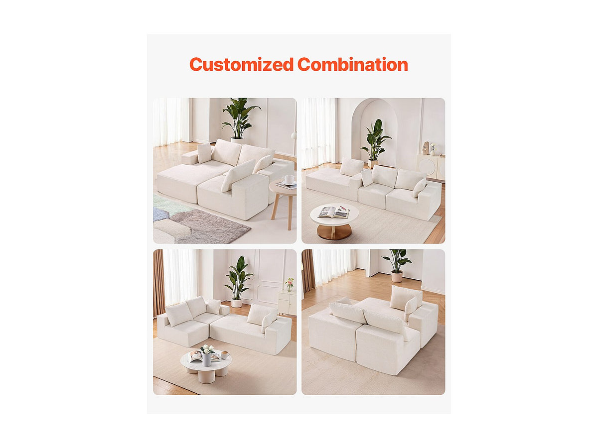 Méridienne pour canapé modulable beige velours