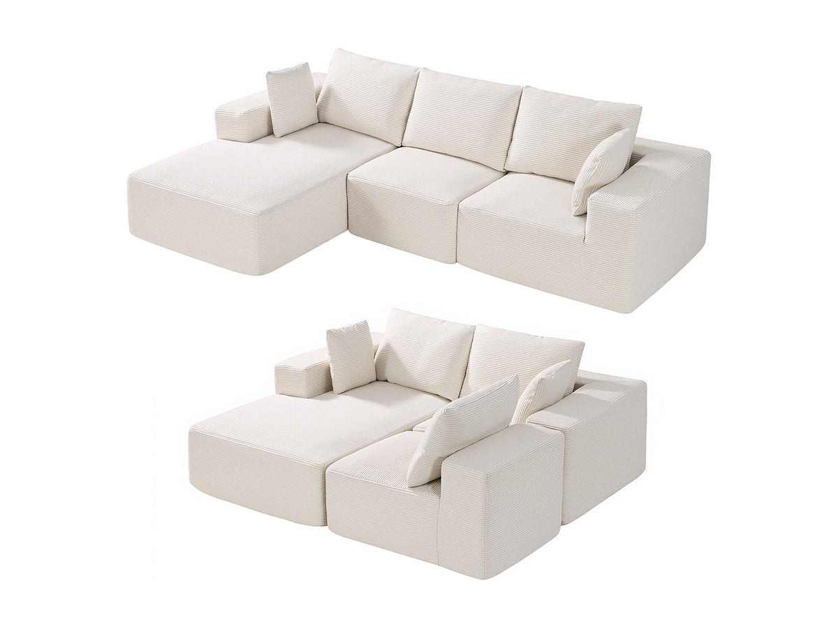 Méridienne pour canapé modulable beige velours