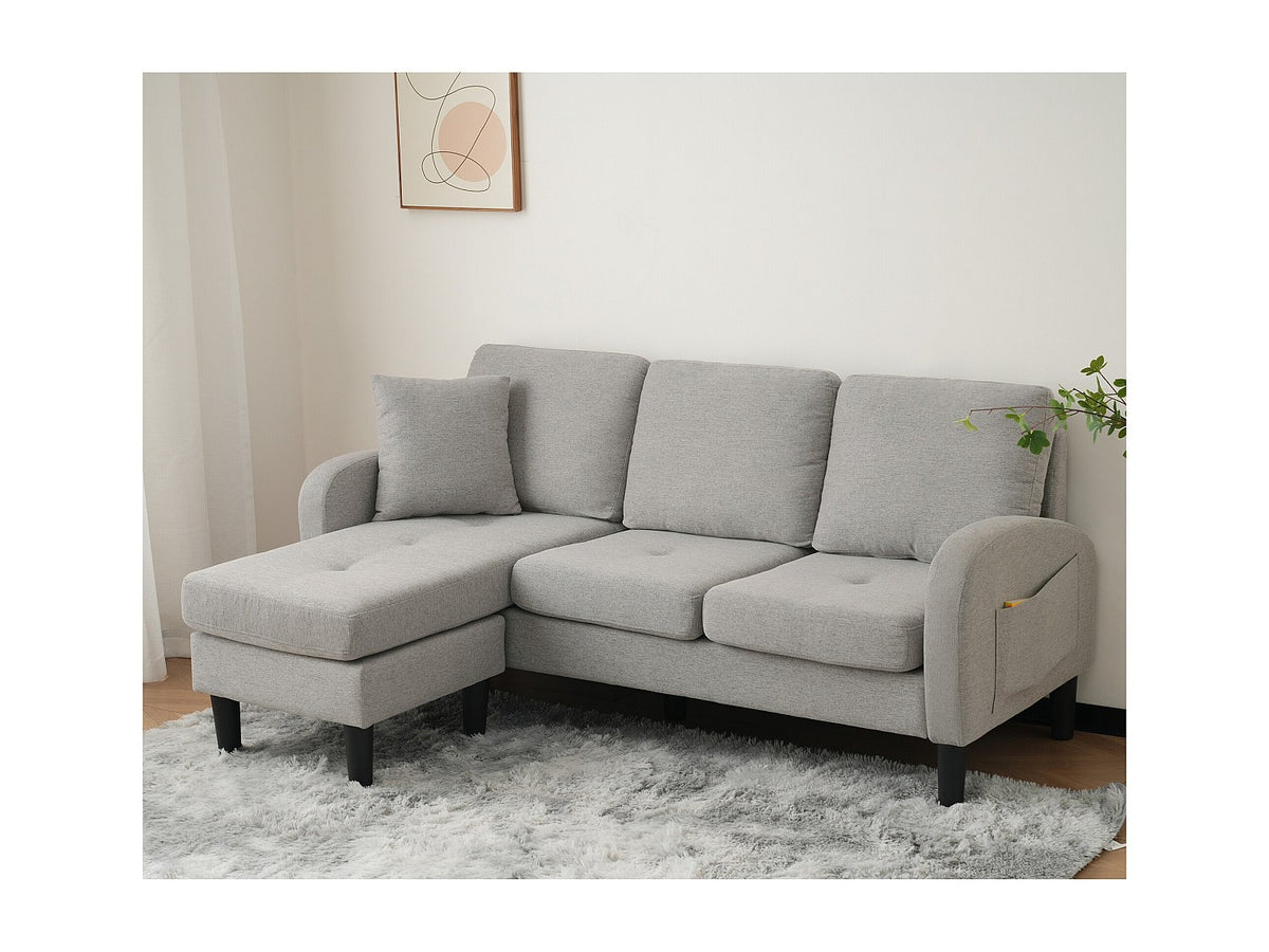 Méridienne pour canapé modulable 3 places gris tissu