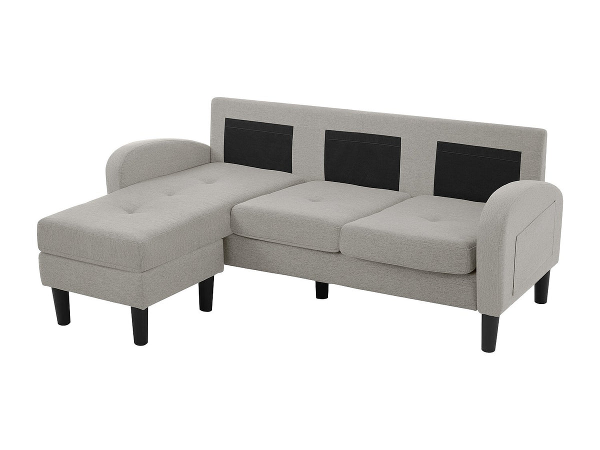 Méridienne pour canapé modulable 3 places gris tissu