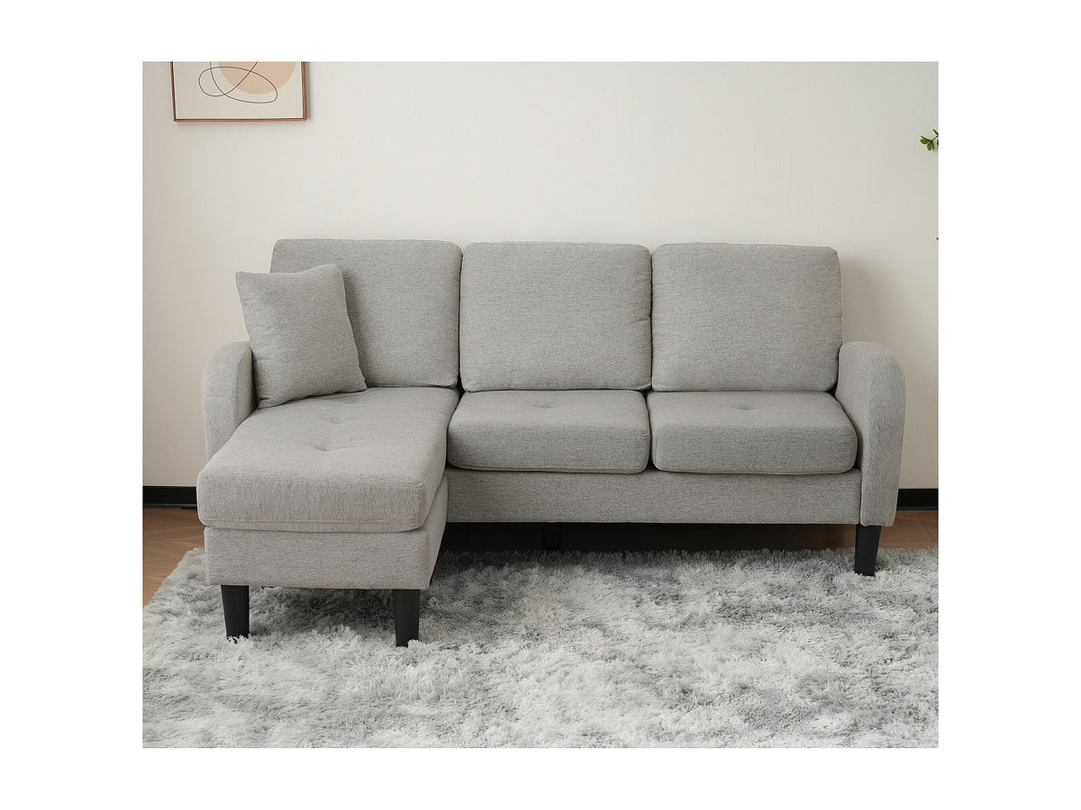 Méridienne pour canapé modulable 3 places gris tissu