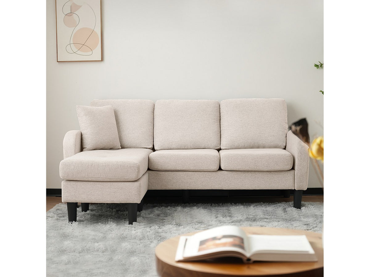 Méridienne pour canapé modulable 3 places beige tissu