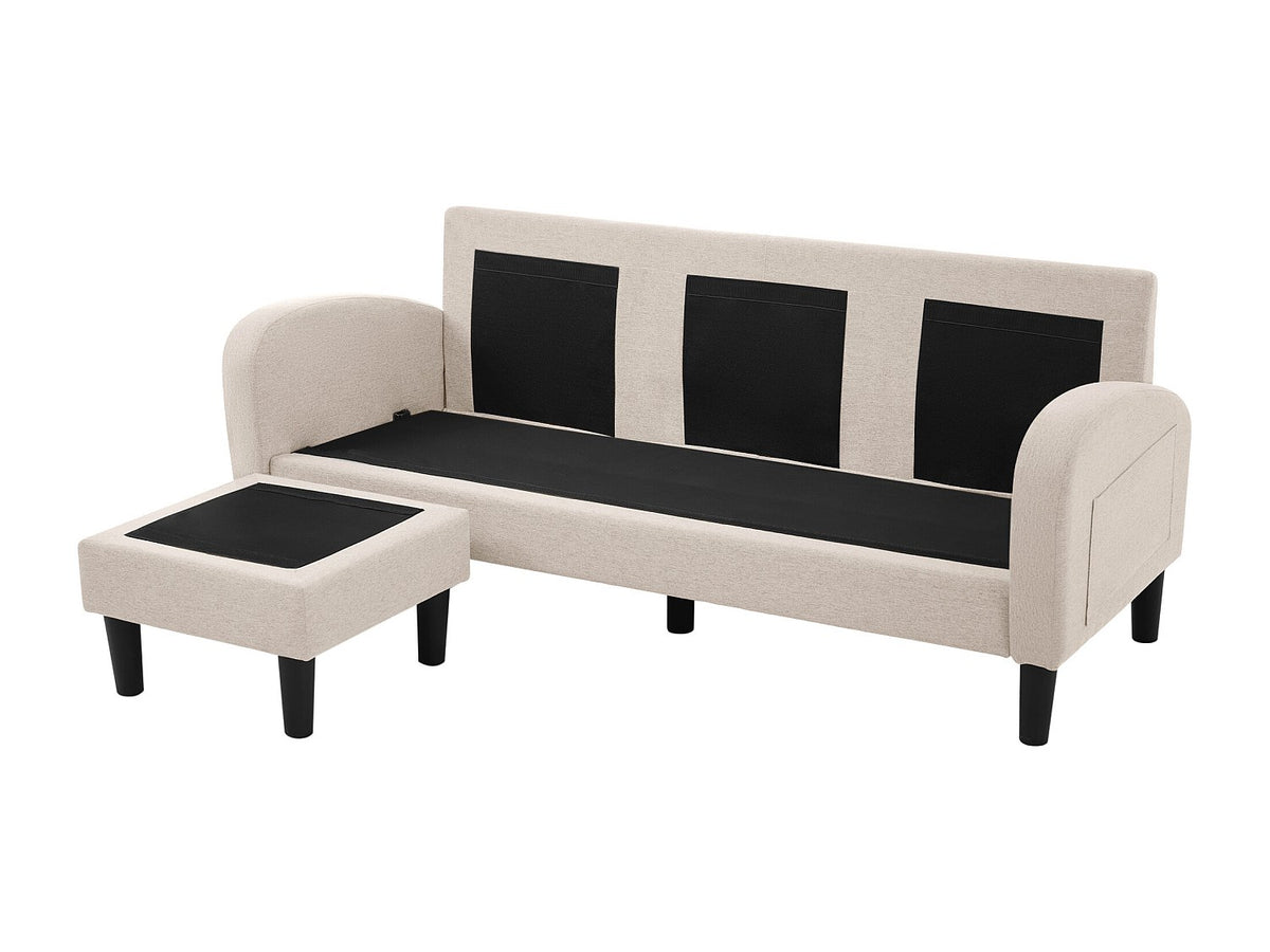 Méridienne pour canapé modulable 3 places beige tissu