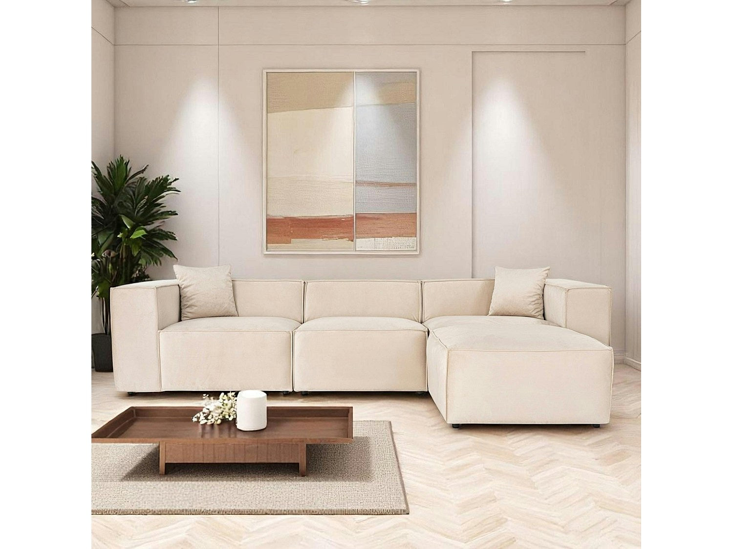 Angle pour canapé modulable beige tissu