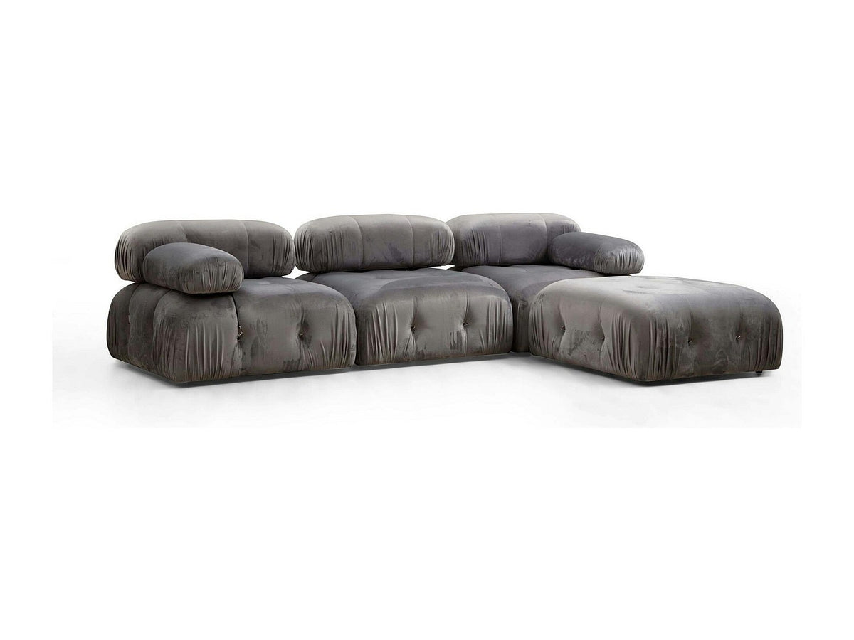 Angle pour canapé modulable gris velours