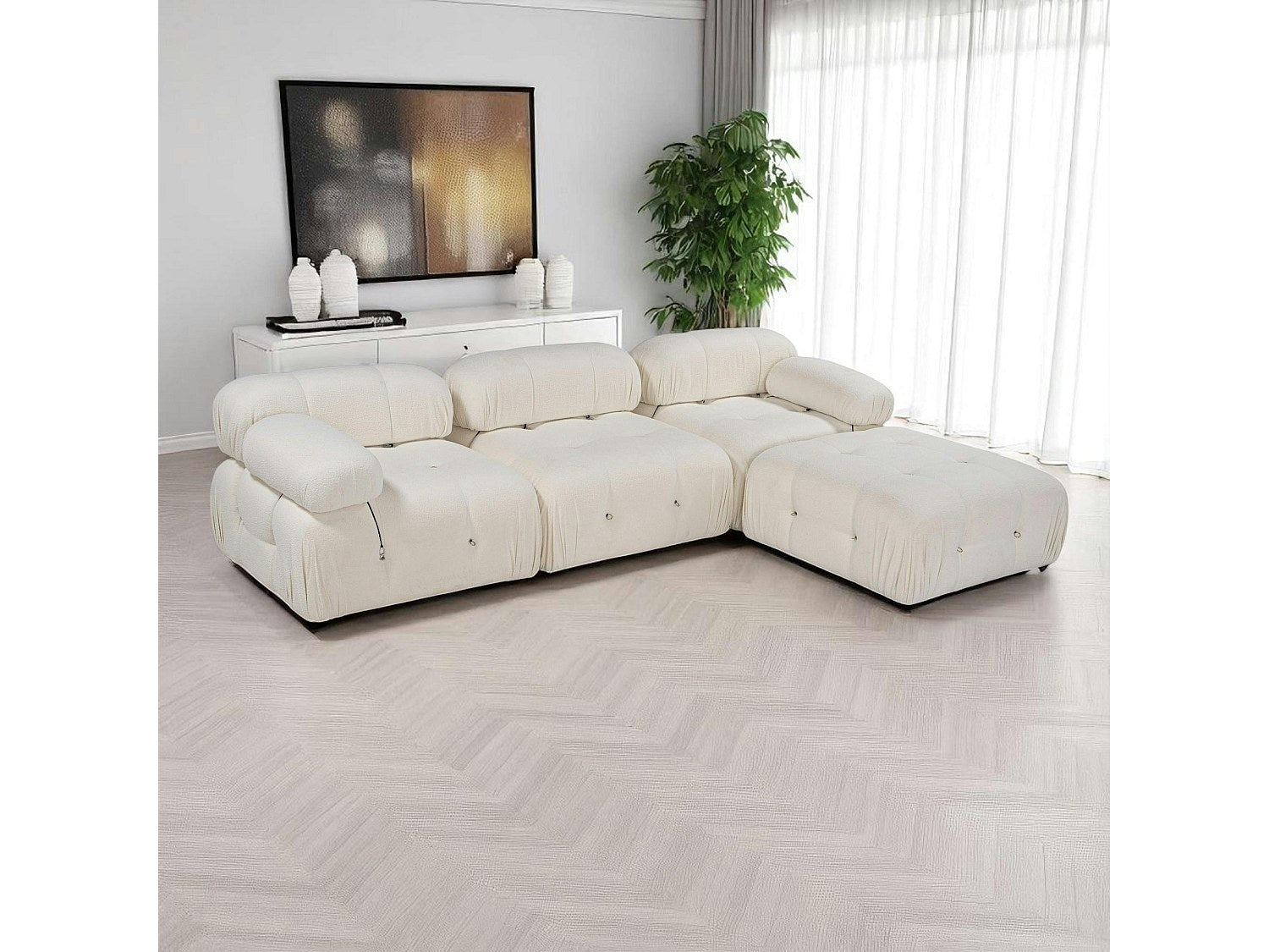 Angle pour canapé modulable blanc tissu