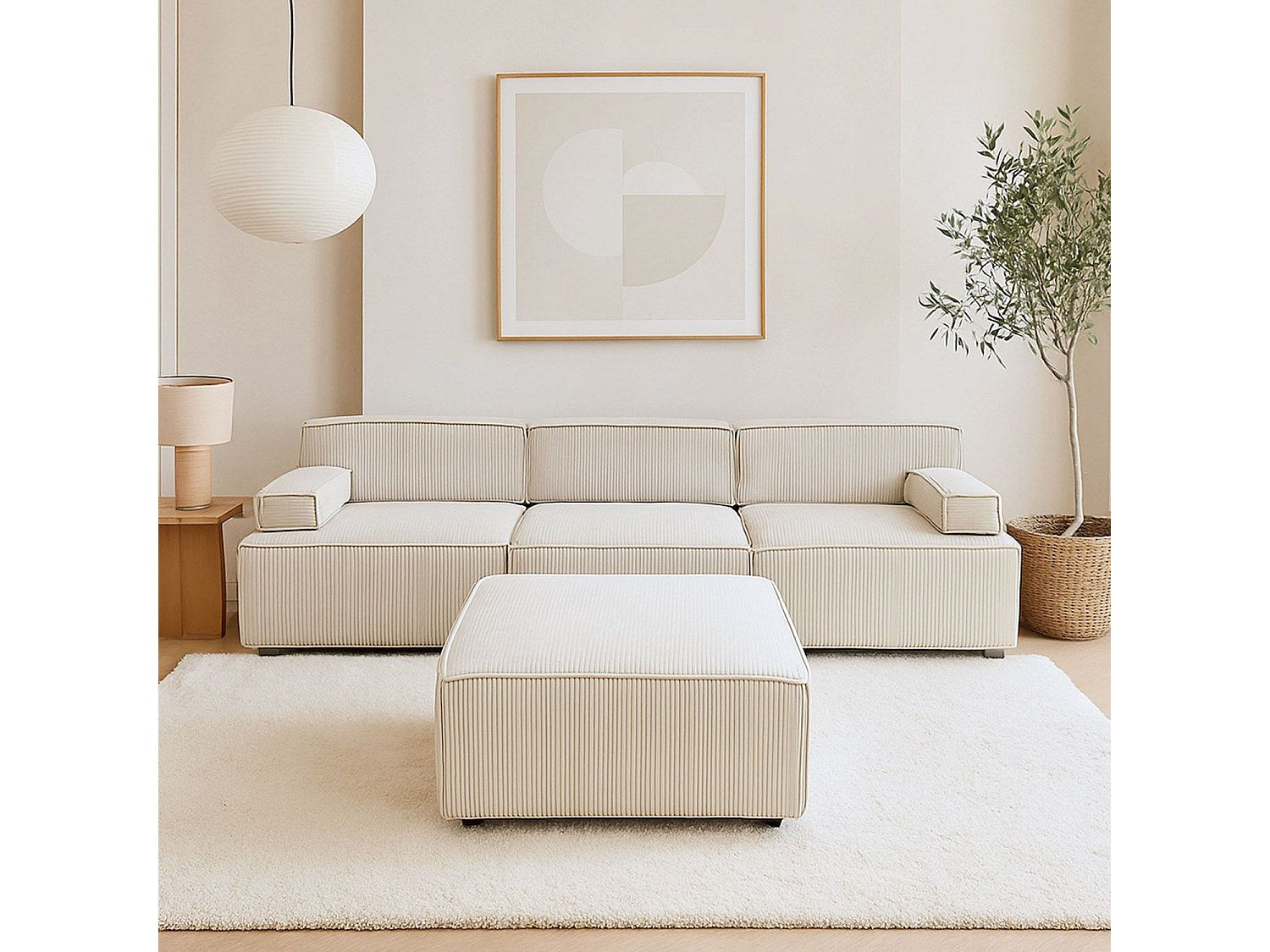 Canapé modulable beige velours