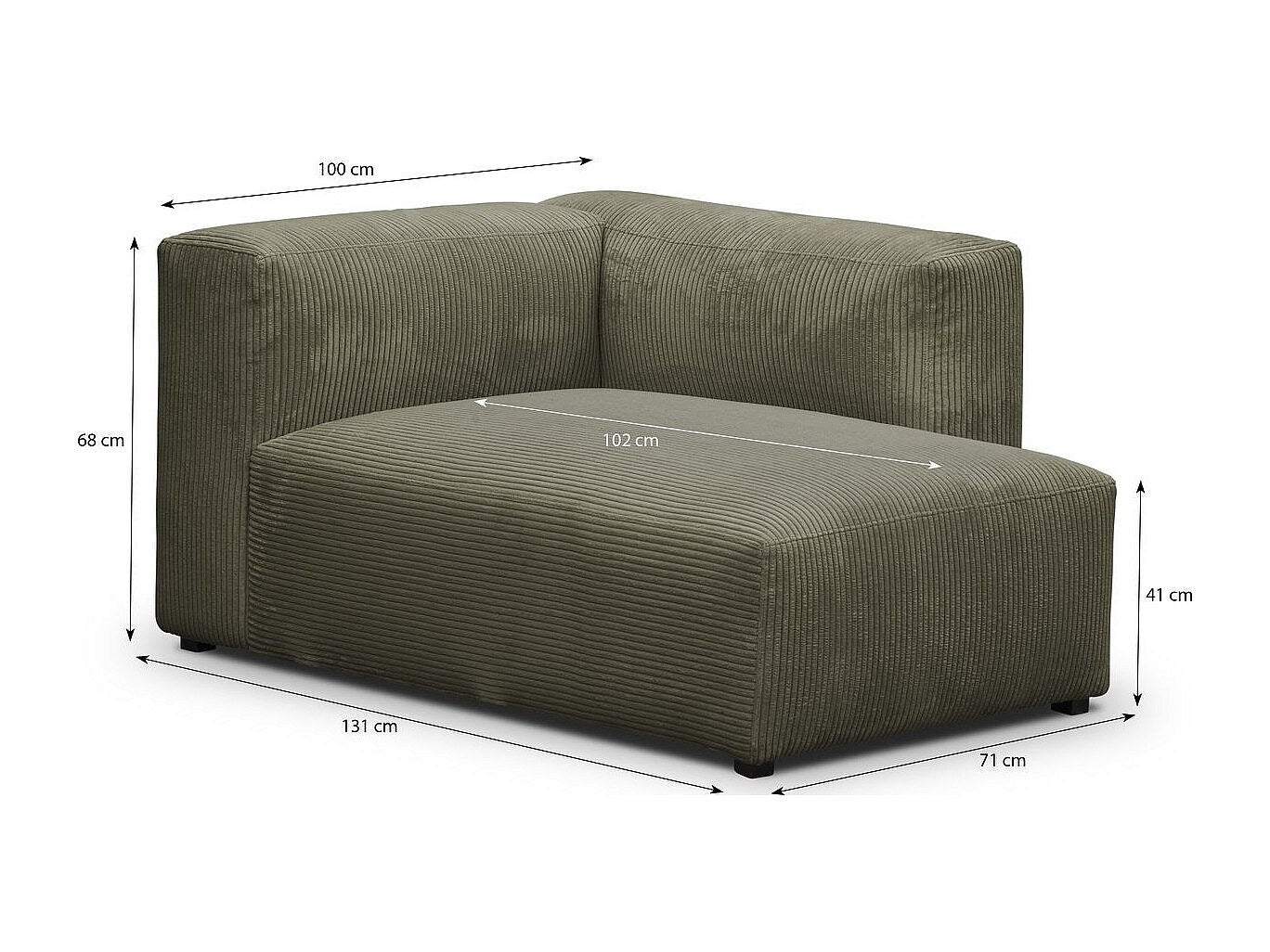 Méridienne pour canapé modulable vert velours