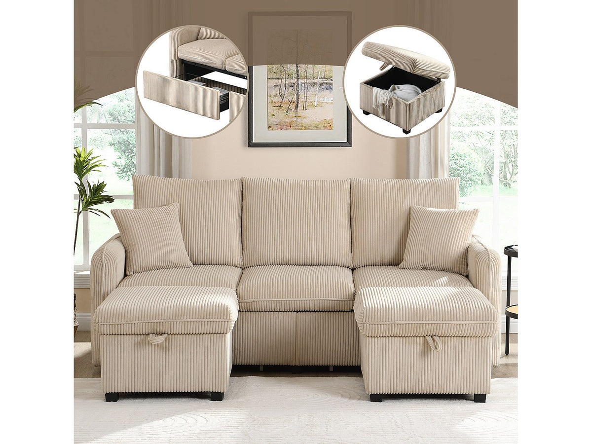 Canapé modulable 3 places beige tissu