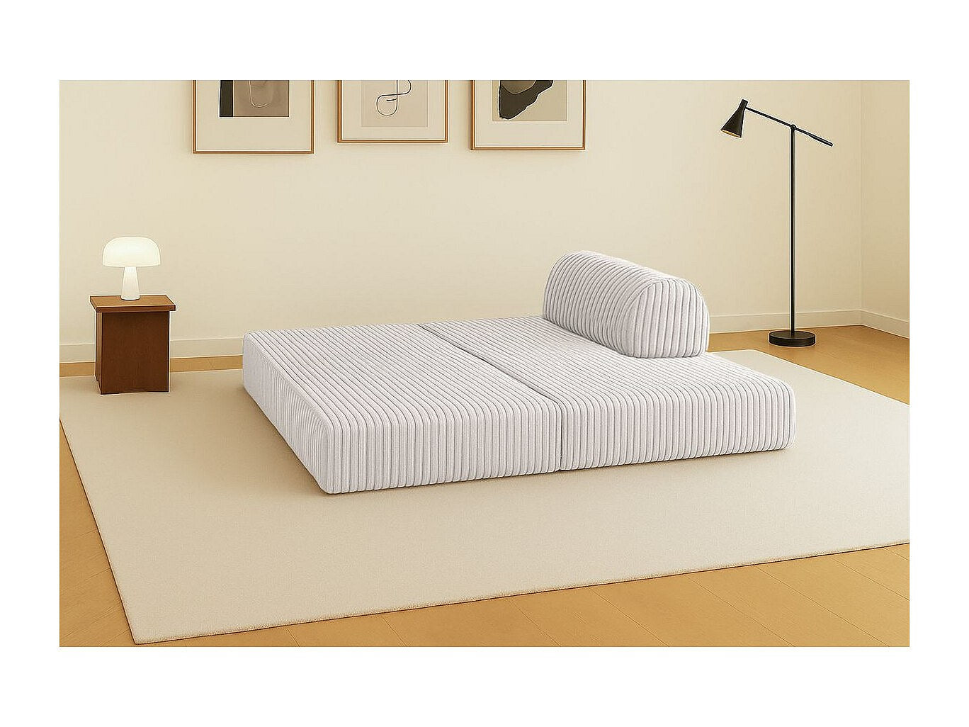 Canapé modulable convertible 2 places blanc velours