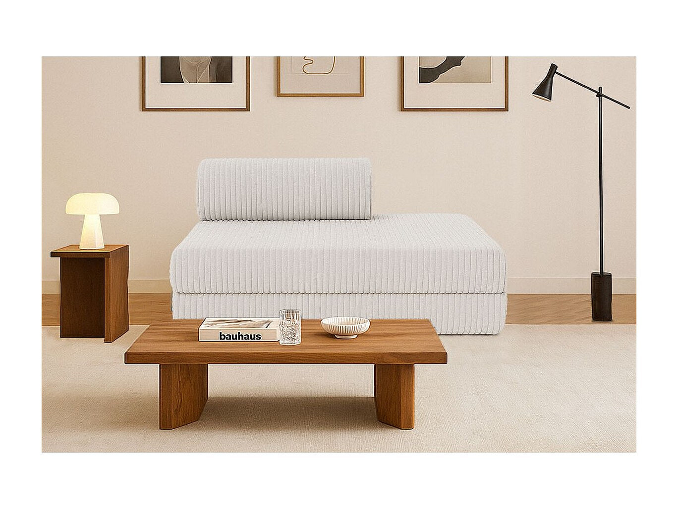 Canapé modulable convertible 2 places blanc velours