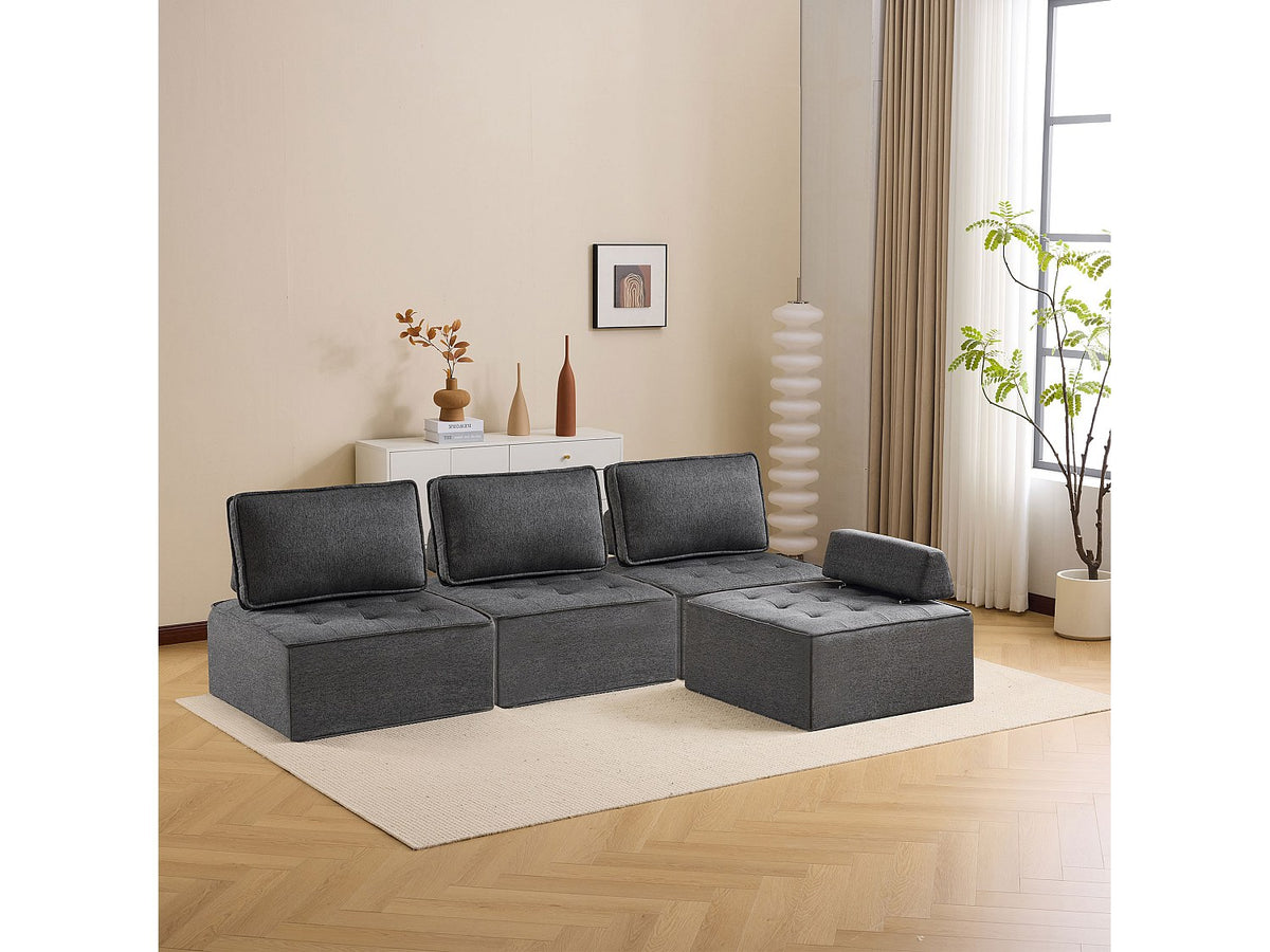 Angle pour canapé modulable gris tissu