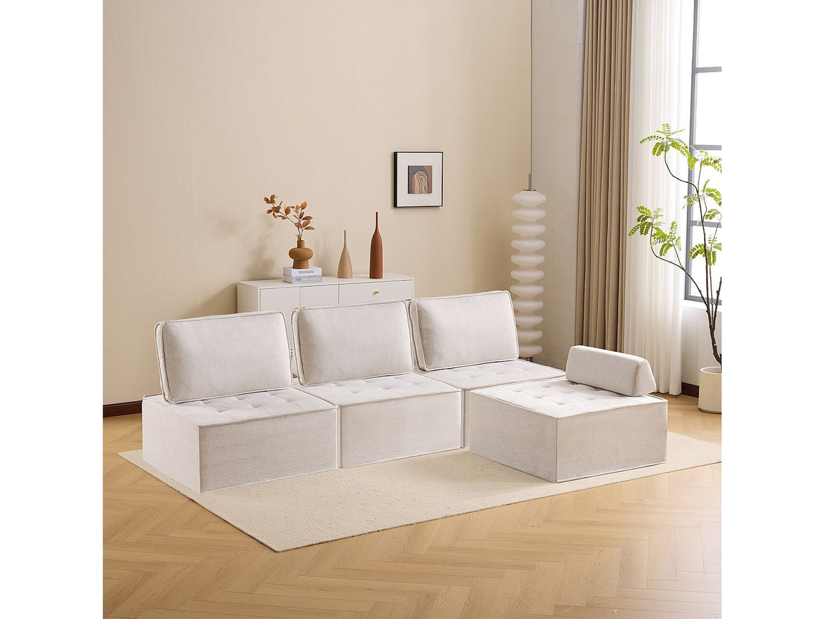 Canapé modulable beige tissu