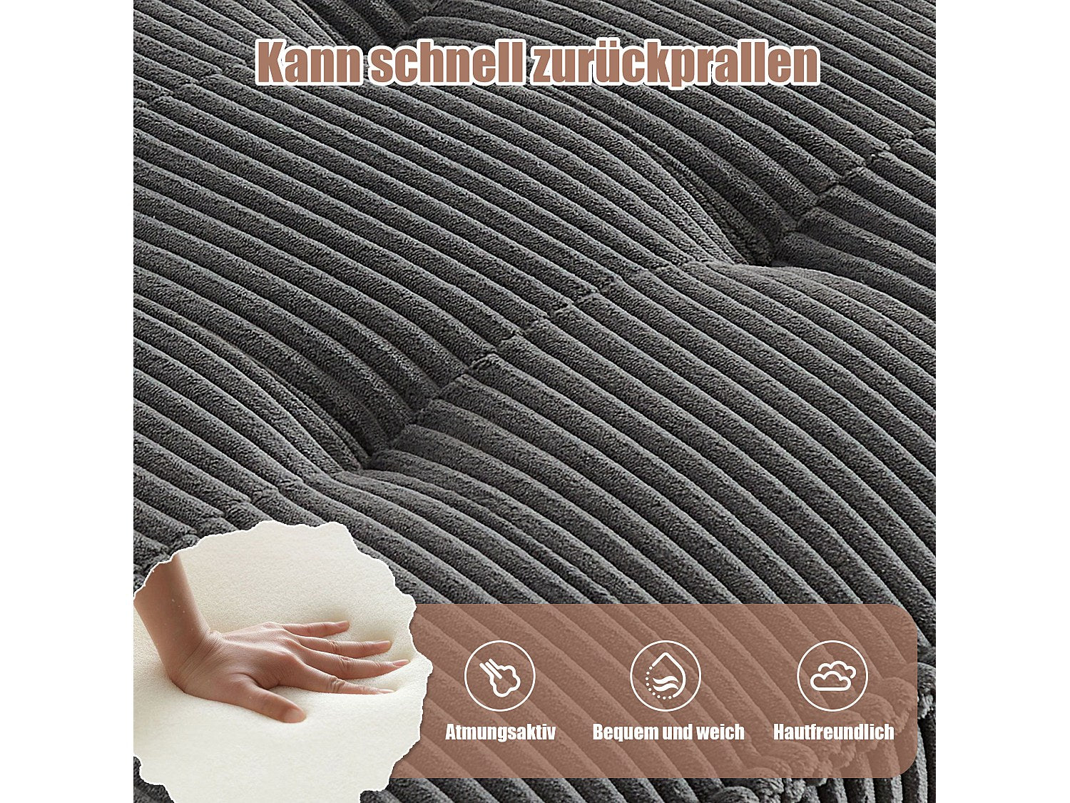 Canapé modulable convertible 6 places gris tissu