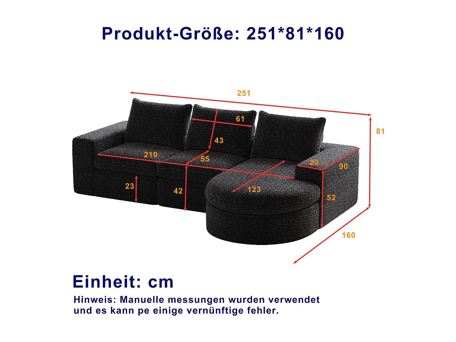 Méridienne pour canapé modulable 3 places noir tissu