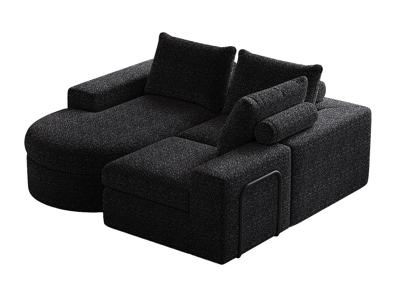Méridienne pour canapé modulable 3 places noir tissu