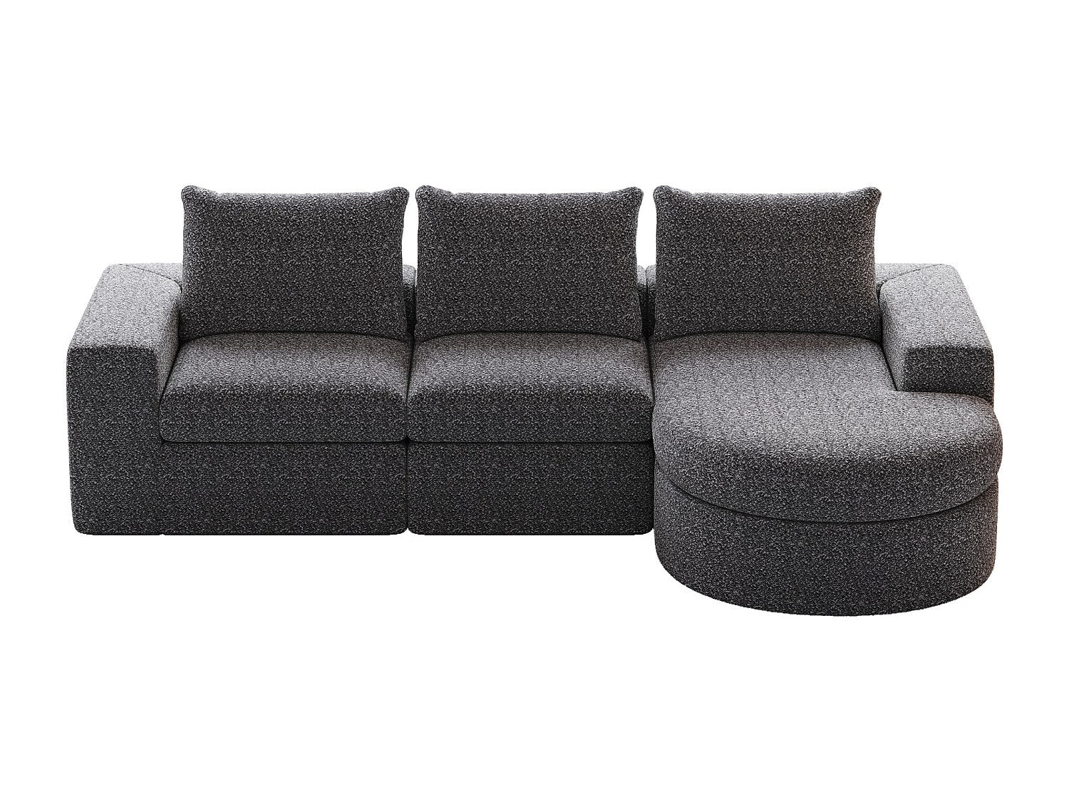 Méridienne pour canapé modulable 3 places gris tissu