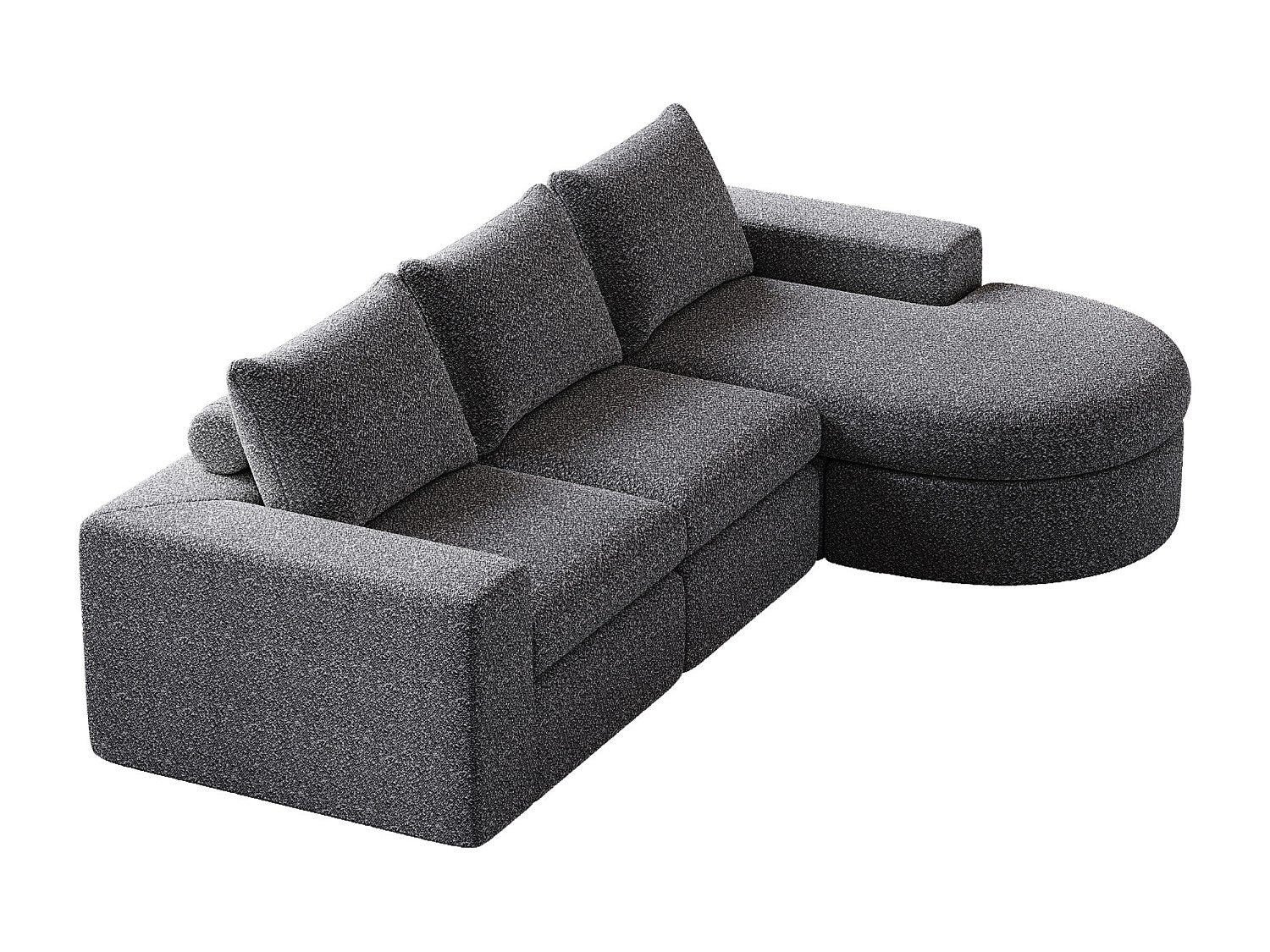 Méridienne pour canapé modulable 3 places gris tissu