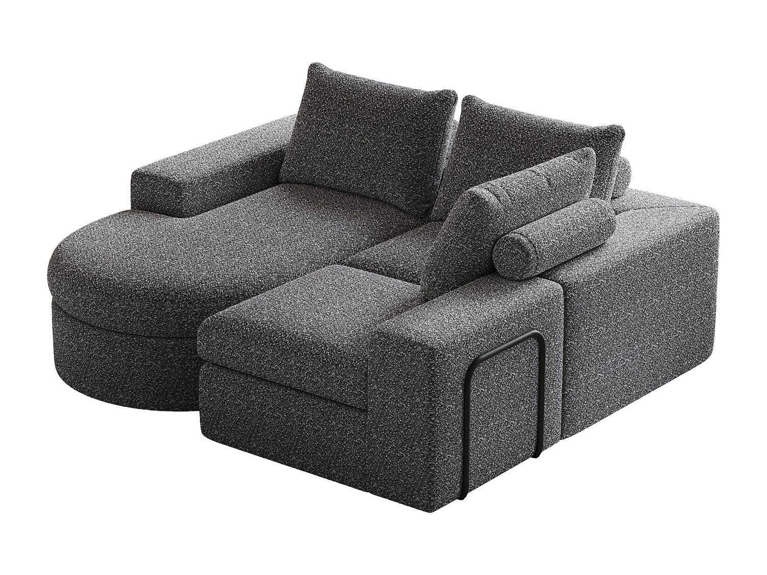 Méridienne pour canapé modulable 3 places gris tissu
