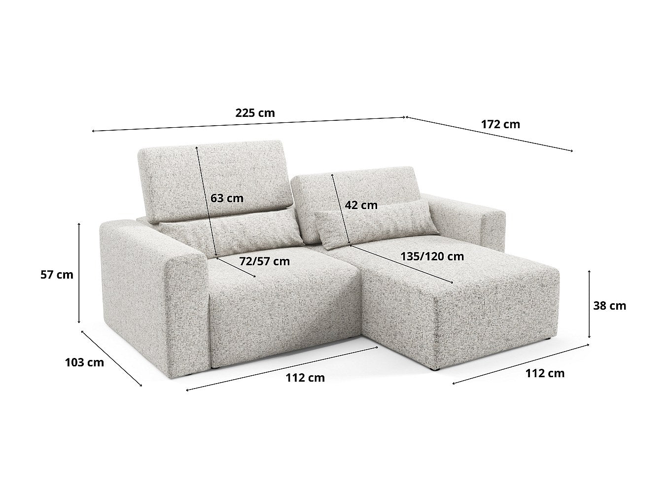 Canapé modulable blanc tissu