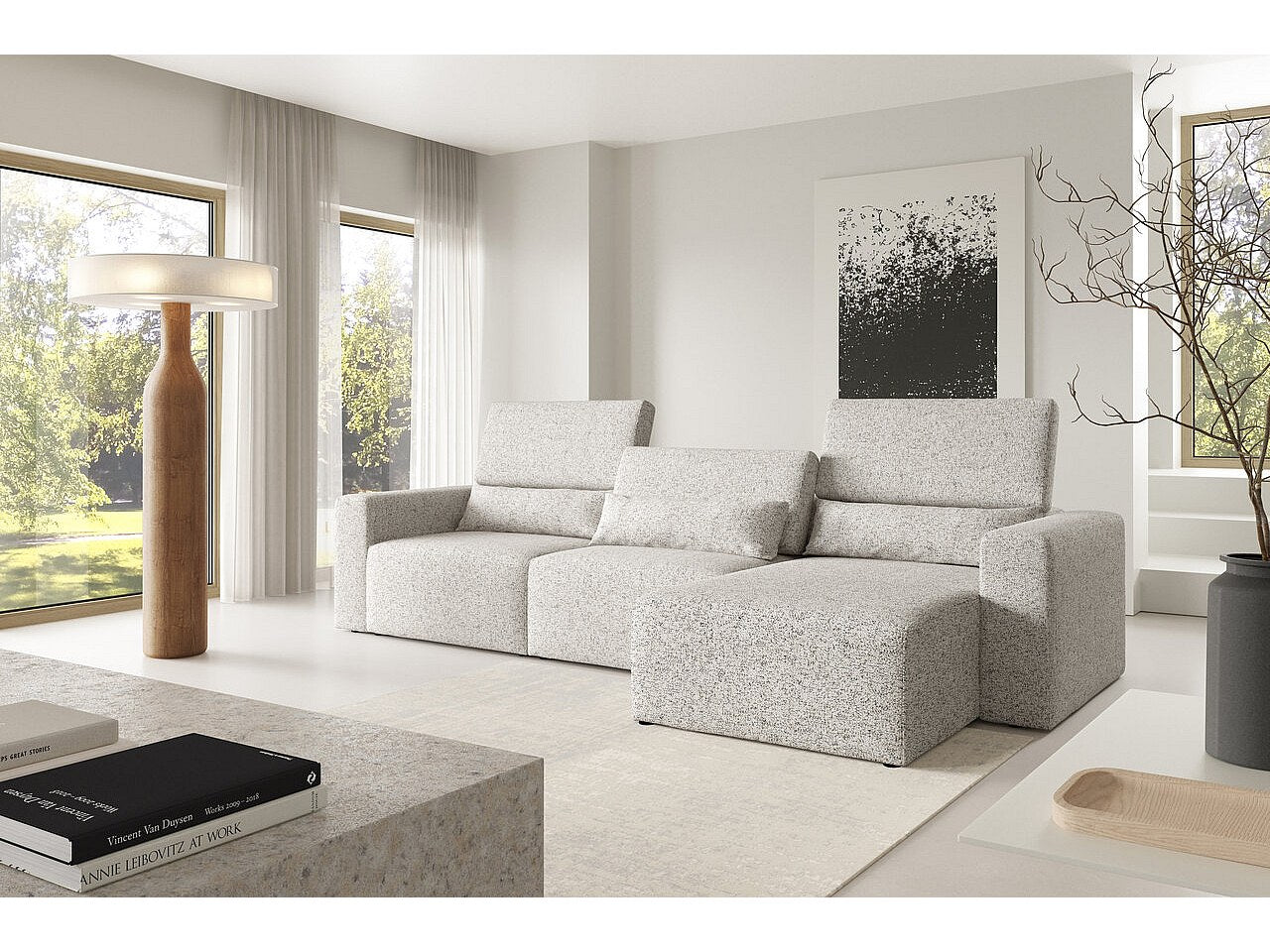 Canapé modulable beige tissu