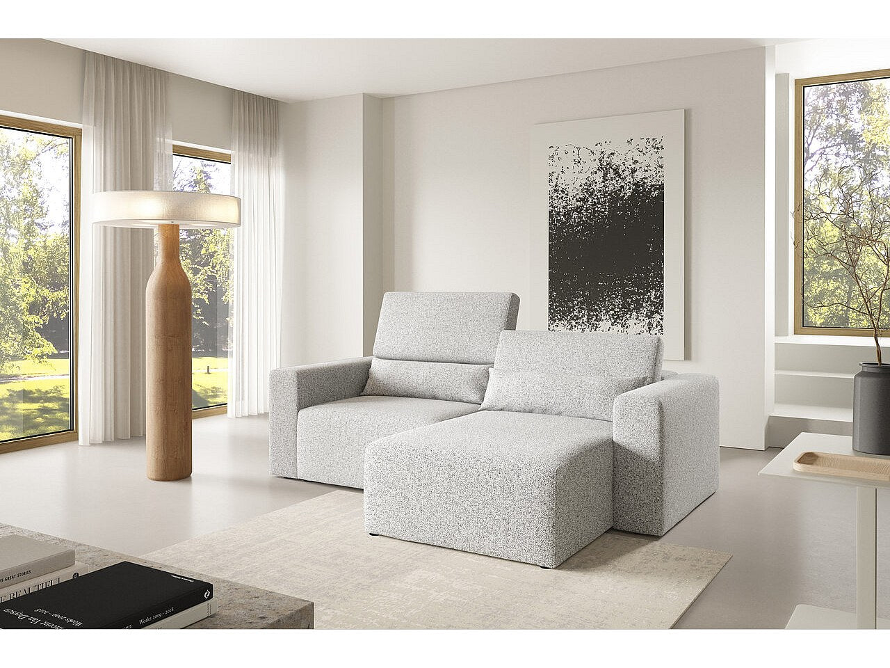 Canapé modulable beige tissu
