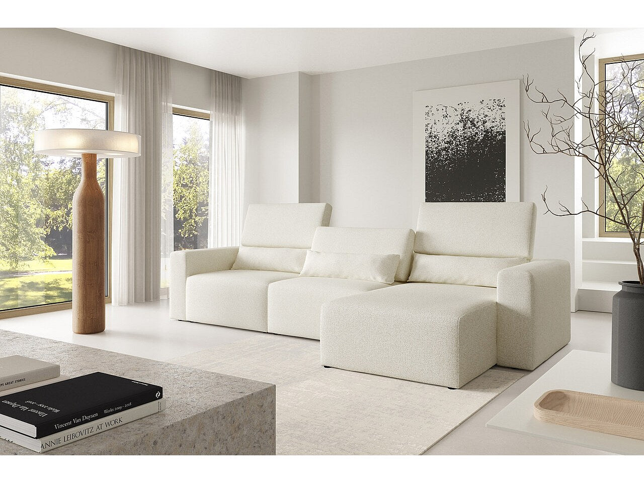 Canapé modulable blanc tissu