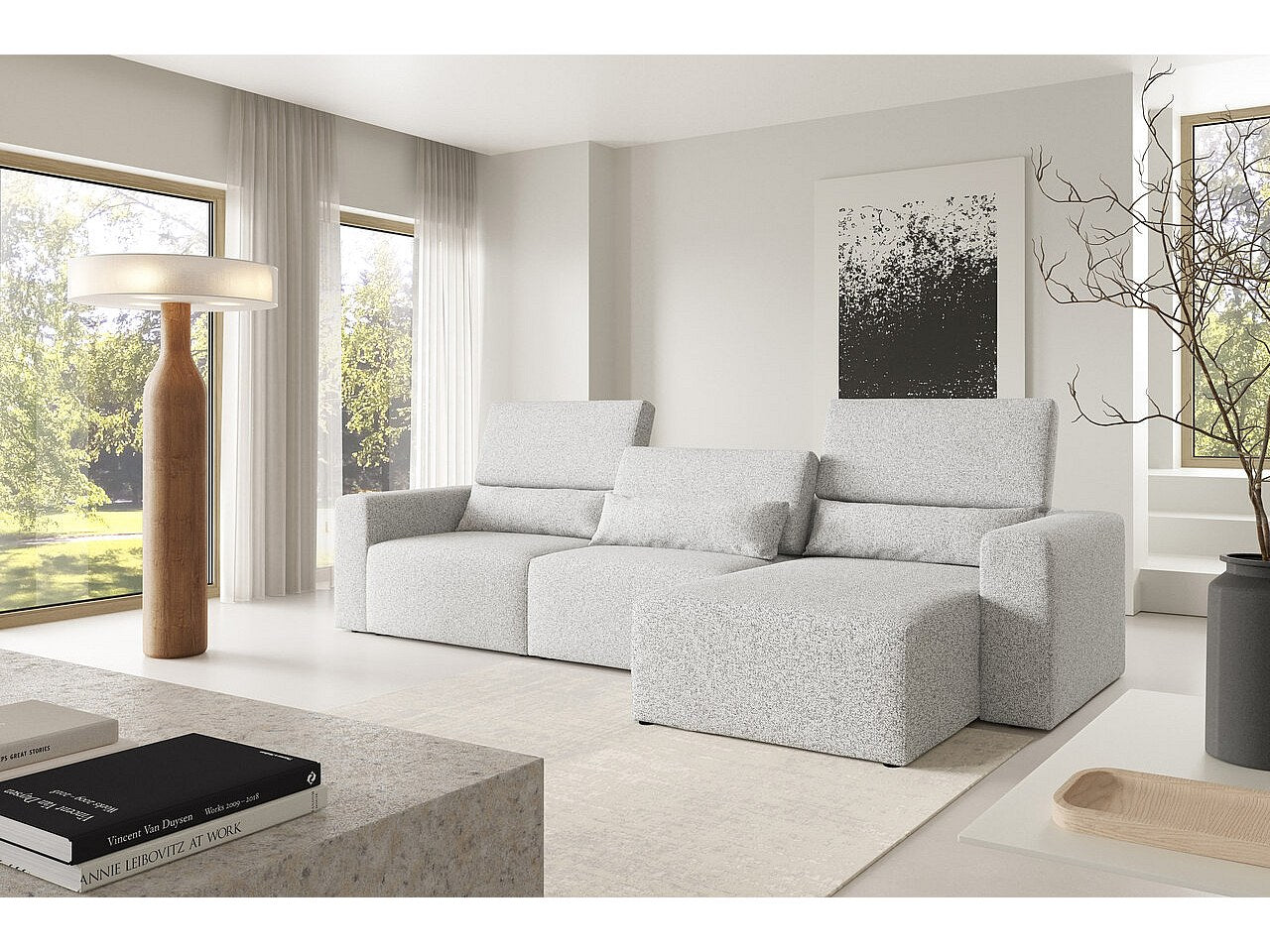Canapé modulable beige tissu