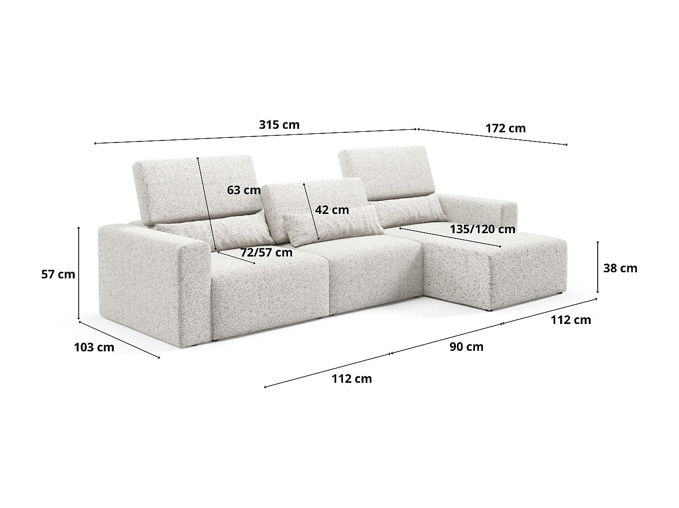 Canapé modulable beige tissu