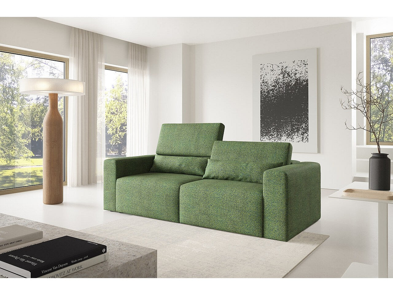 Canapé modulable vert tissu