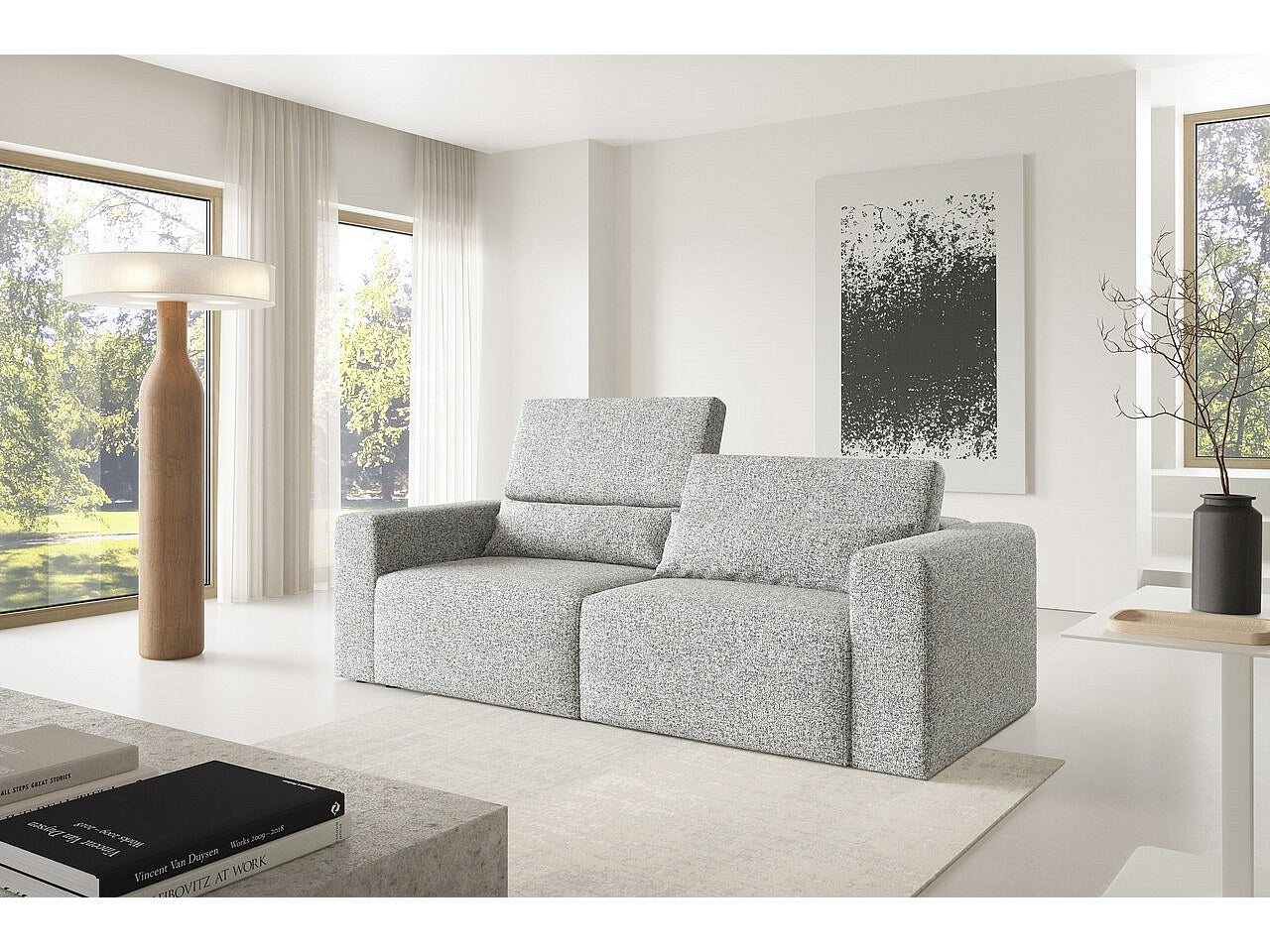 Canapé modulable gris tissu