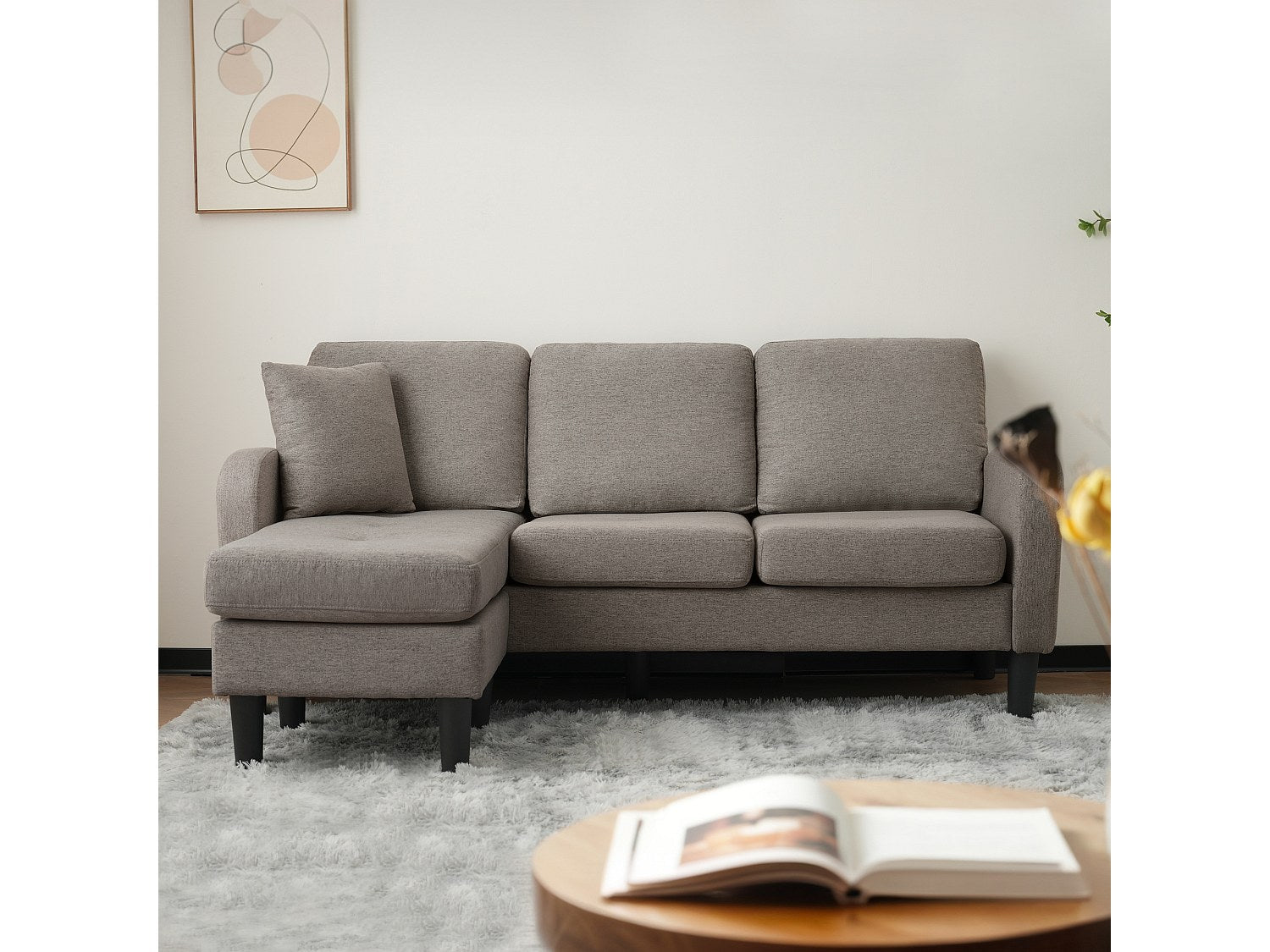 Canapé modulable gris tissu