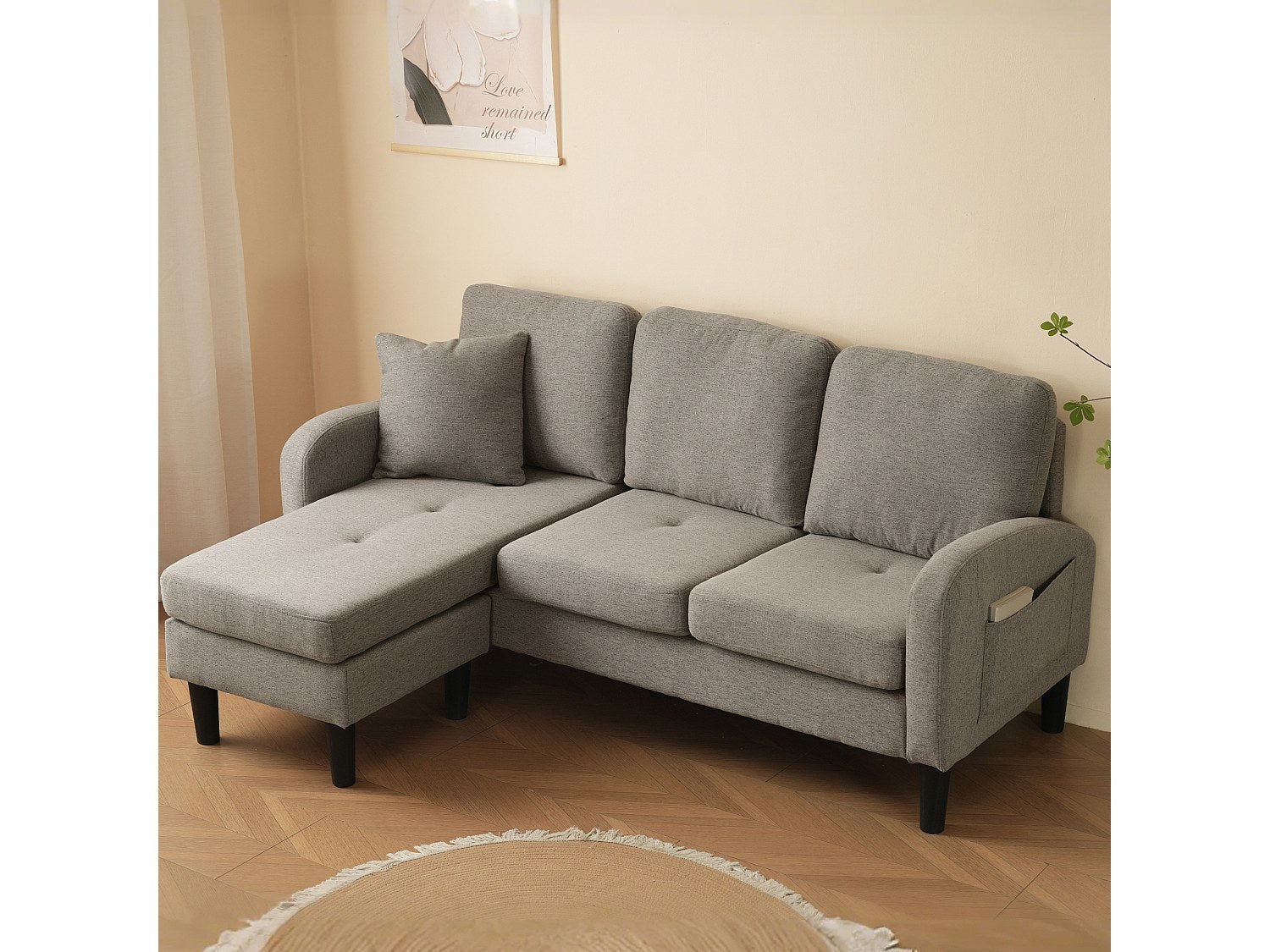 Canapé modulable gris tissu