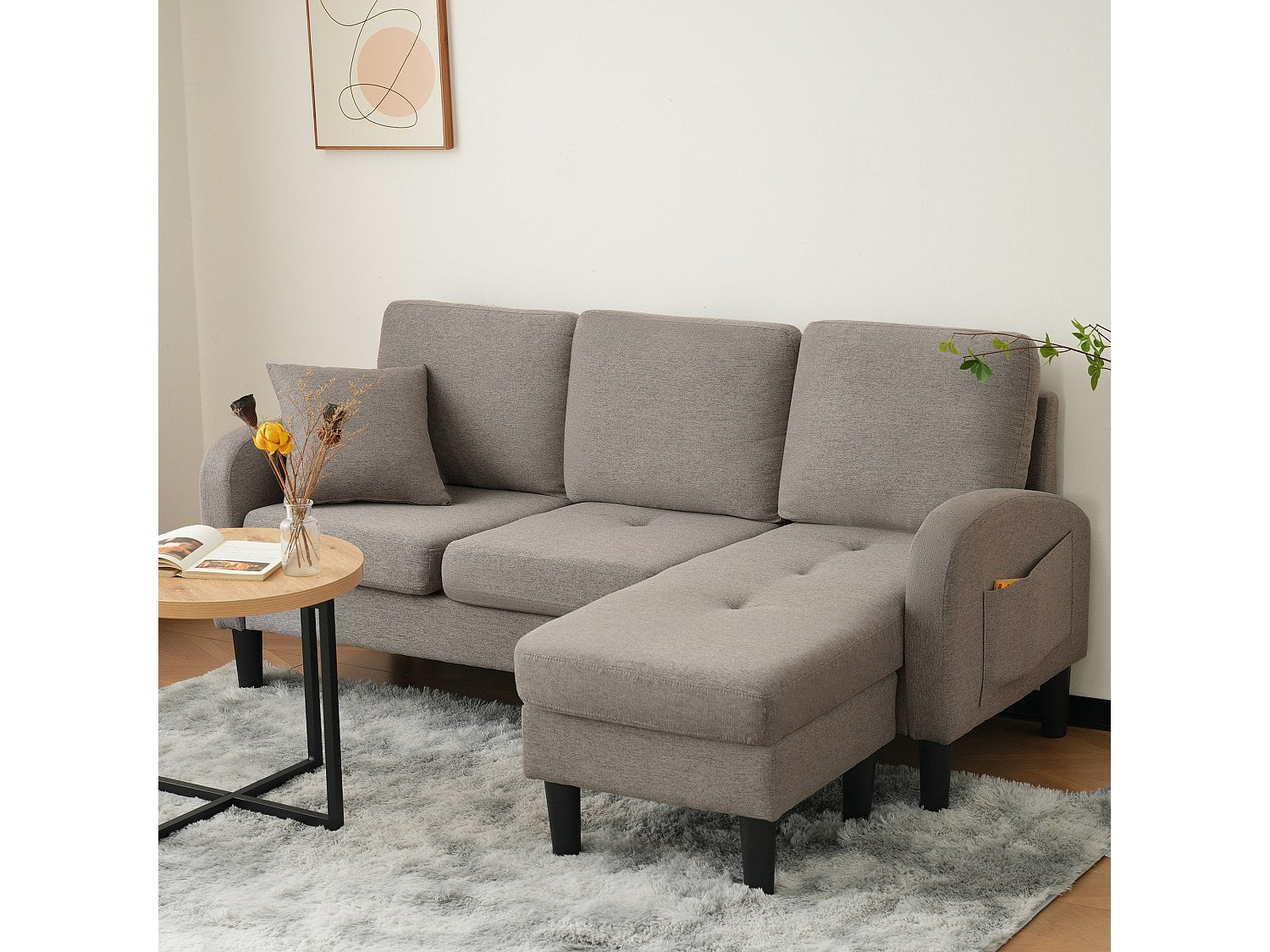 Canapé modulable gris tissu