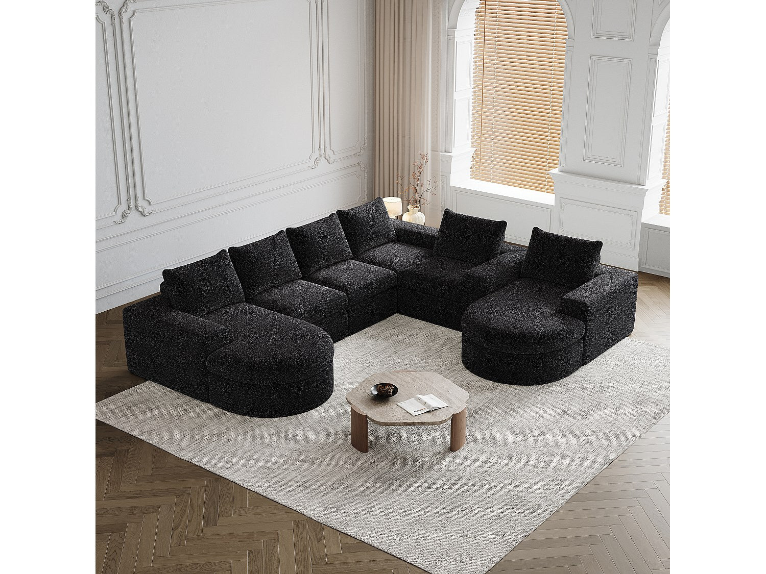 Canapé modulable noir tissu