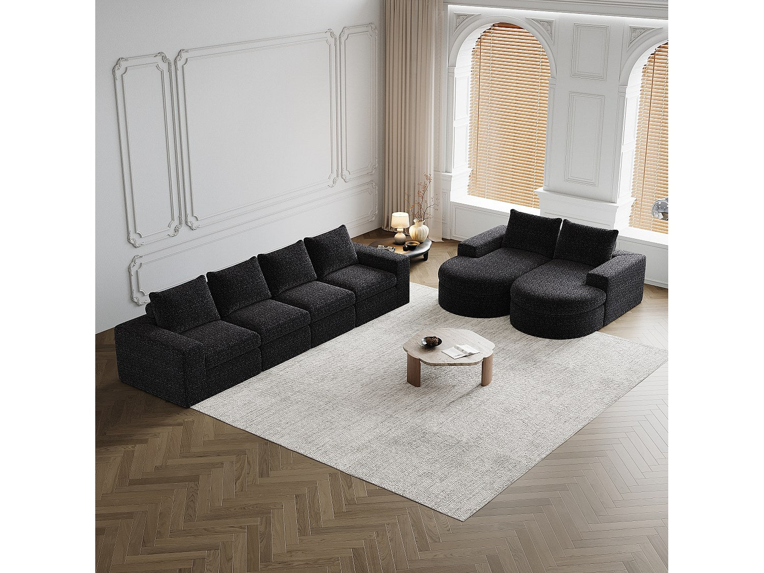 Canapé modulable noir tissu
