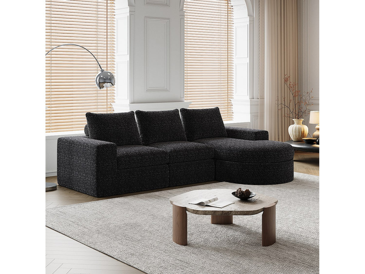 Canapé modulable noir tissu