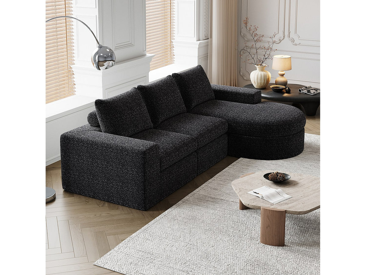Canapé modulable noir tissu