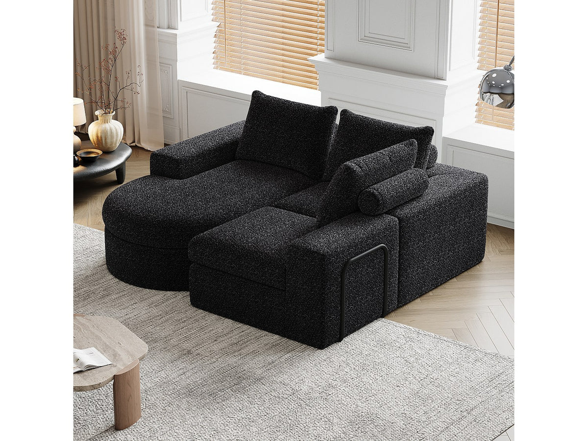 Canapé modulable noir tissu