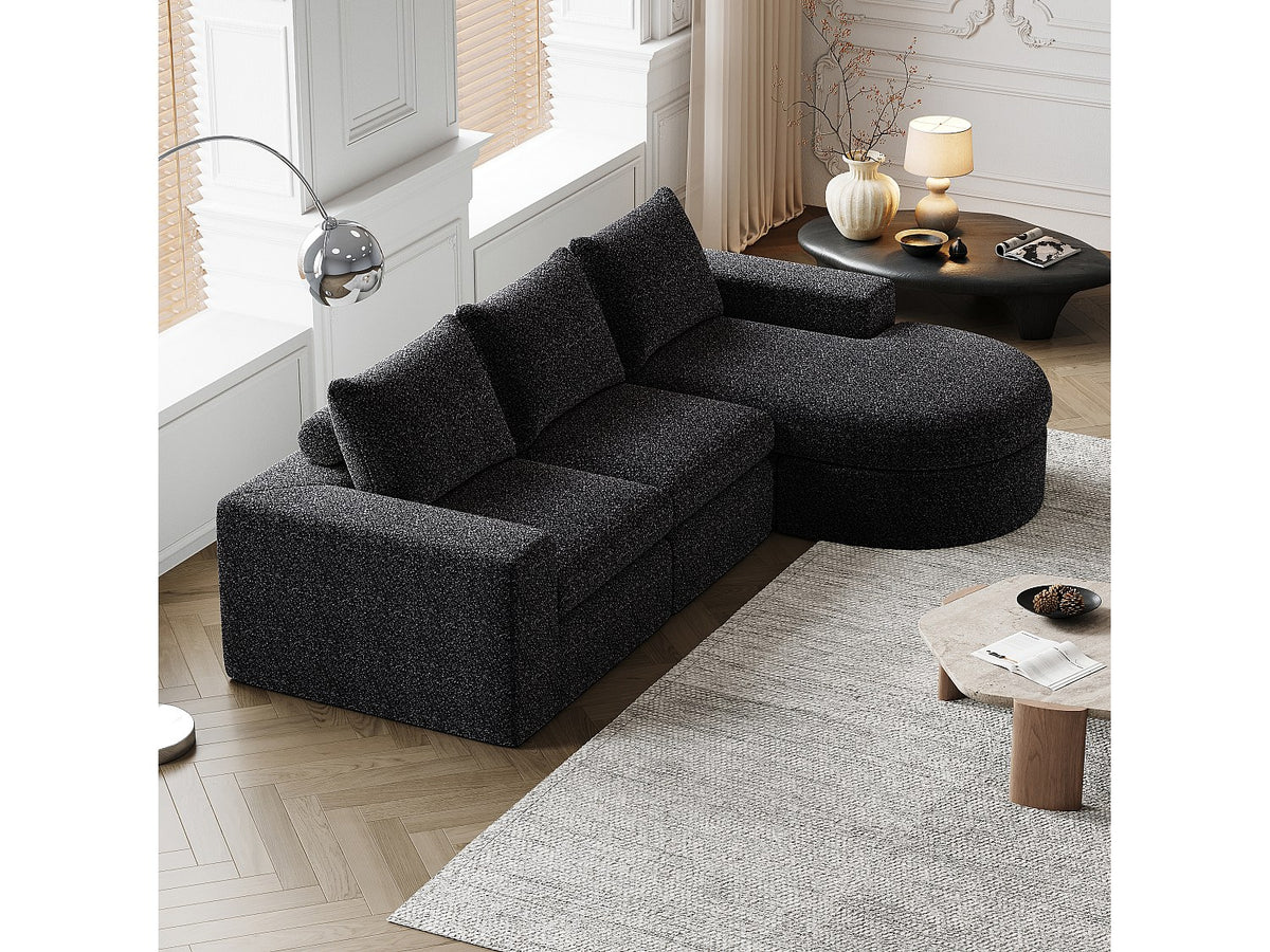 Canapé modulable noir tissu