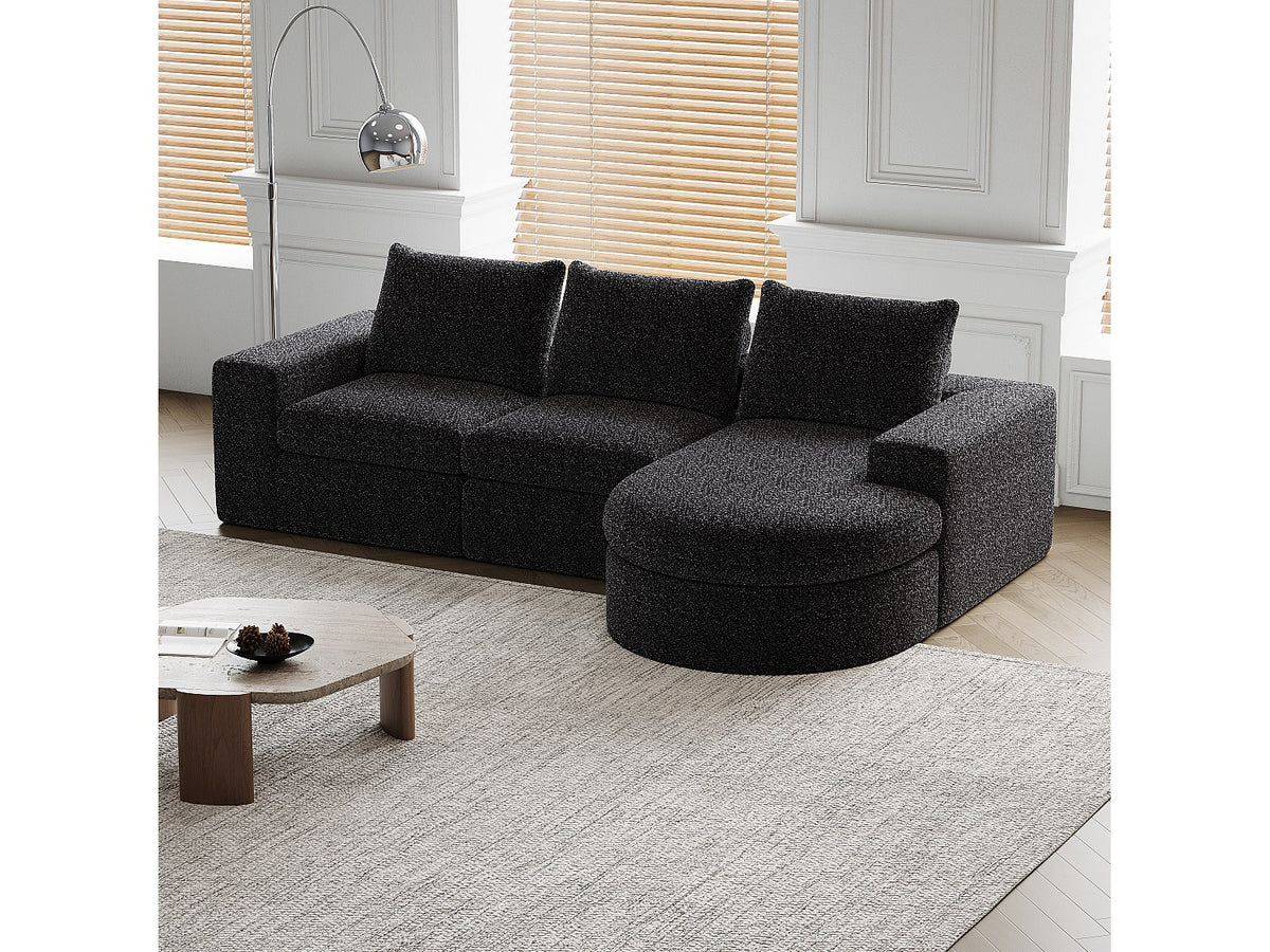 Canapé modulable noir tissu