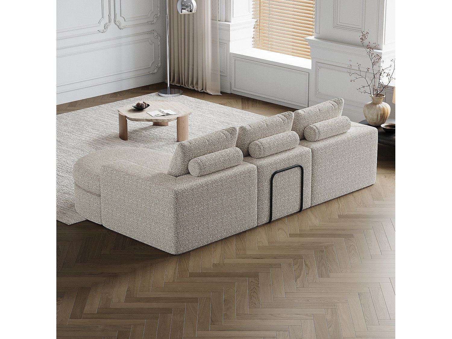 Canapé modulable beige tissu