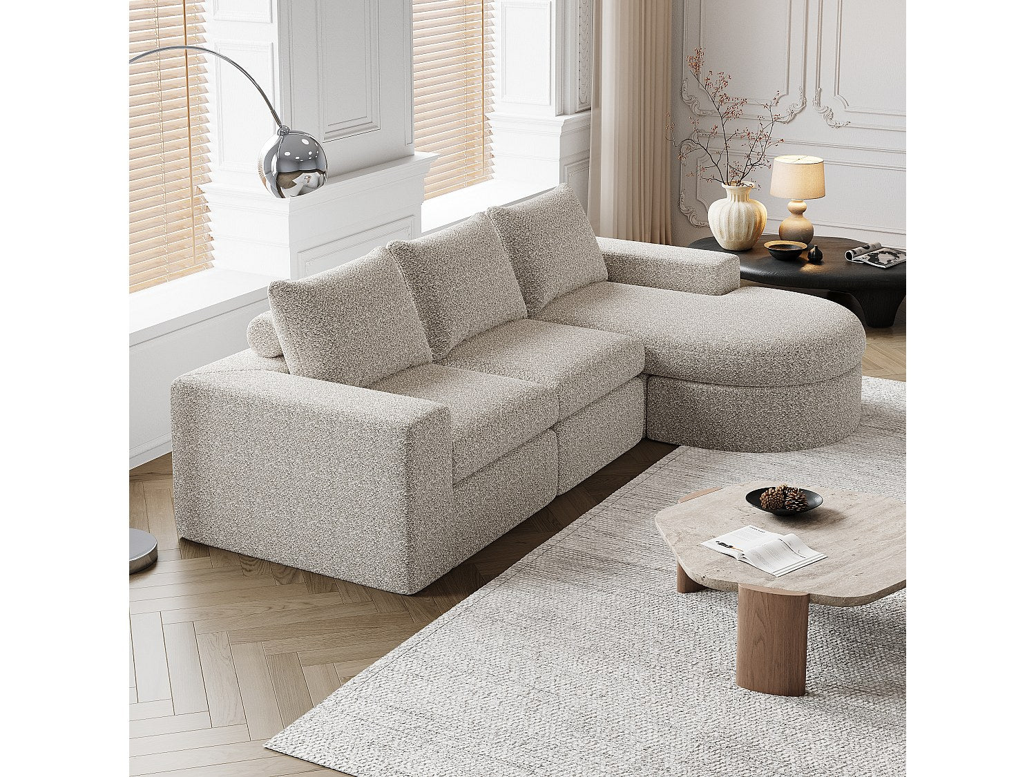 Canapé modulable beige tissu